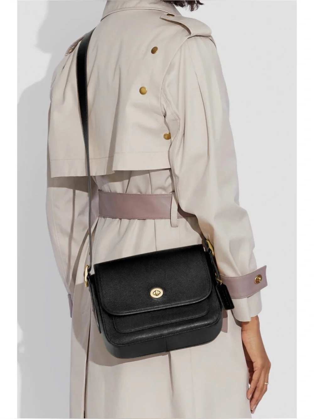 COACH Rambler BLACK Pebble Leather Crossbody Bag - Picture 13 of 15